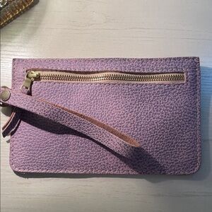 Elegant Pink Leather Wristlet